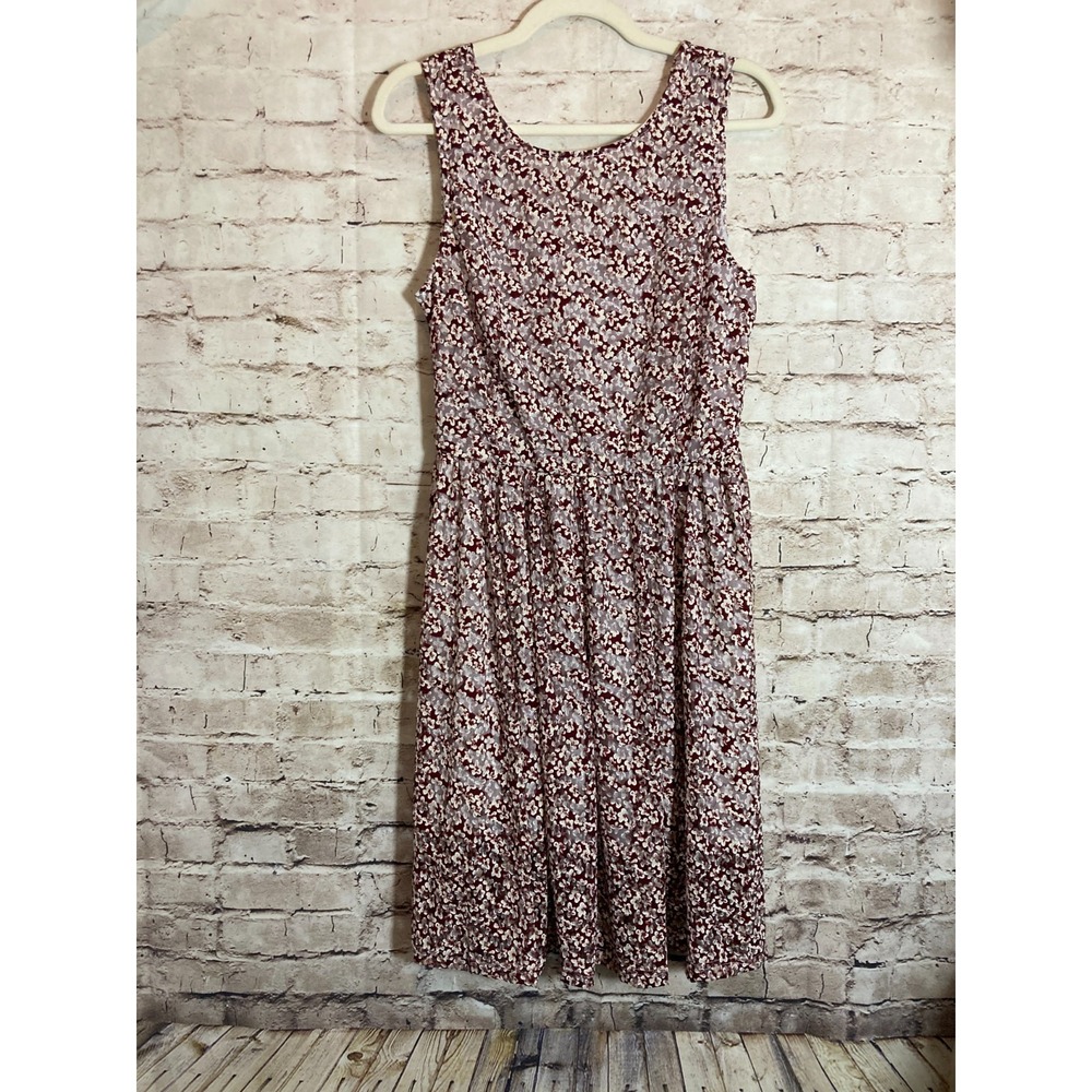 Julia Dress Womens Large Maroon & Ivory All Over Lace Florals Romantic A Line